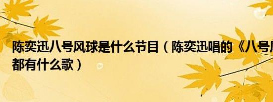 陈奕迅八号风球是什么节目（陈奕迅唱的《八号风球》里面都有什么歌）
