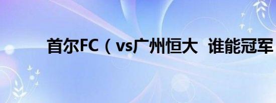 首尔FC（vs广州恒大  谁能冠军）