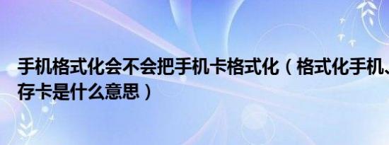 手机格式化会不会把手机卡格式化（格式化手机、格式化储存卡是什么意思）