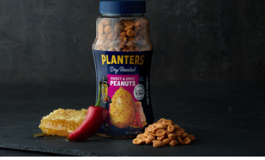 普兰特斯花生的制造商用新的甜辣花生引入大胆的味道