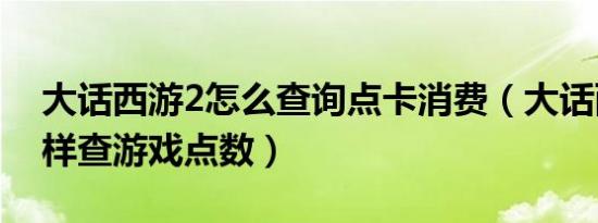 大话西游2怎么查询点卡消费（大话西游2怎样查游戏点数）