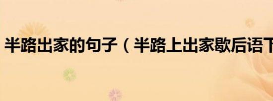 半路出家的句子（半路上出家歇后语下一句）