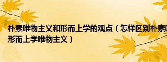 朴素唯物主义和形而上学的观点（怎样区别朴素唯物主义和形而上学唯物主义）