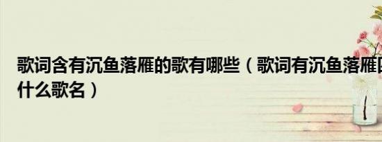 歌词含有沉鱼落雁的歌有哪些（歌词有沉鱼落雁四个字这是什么歌名）