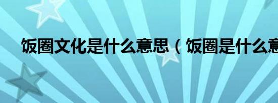 饭圈文化是什么意思（饭圈是什么意思）