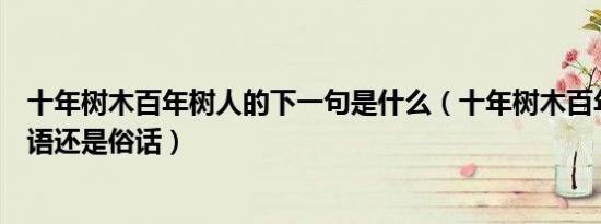 十年树木百年树人的下一句是什么（十年树木百年树人是古语还是俗话）