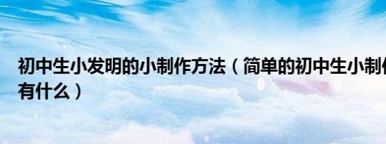 初中生小发明的小制作方法（简单的初中生小制作、小发明有什么）