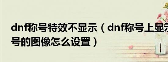 dnf称号特效不显示（dnf称号上显示不同称号的图像怎么设置）