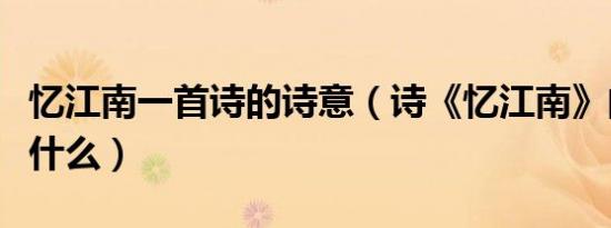 忆江南一首诗的诗意（诗《忆江南》的诗意是什么）