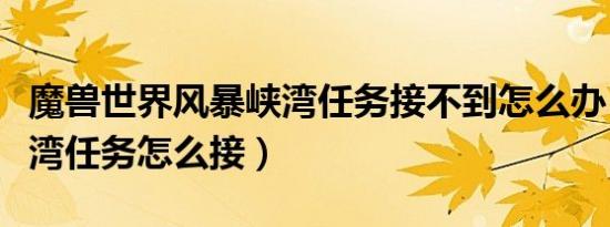 魔兽世界风暴峡湾任务接不到怎么办（风暴峡湾任务怎么接）