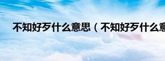 不知好歹什么意思（不知好歹什么意思）