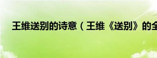王维送别的诗意（王维《送别》的全文）
