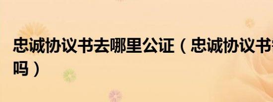忠诚协议书去哪里公证（忠诚协议书需要公证吗）