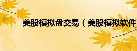 美股模拟盘交易（美股模拟软件）
