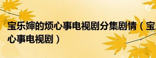 宝乐婶的烦心事电视剧分集剧情（宝乐婶的烦心事电视剧）