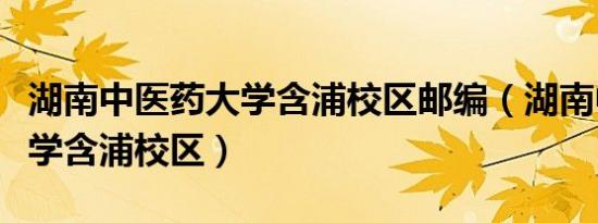 湖南中医药大学含浦校区邮编（湖南中医药大学含浦校区）