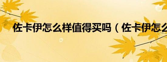 佐卡伊怎么样值得买吗（佐卡伊怎么样）