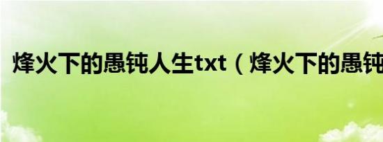 烽火下的愚钝人生txt（烽火下的愚钝人生）