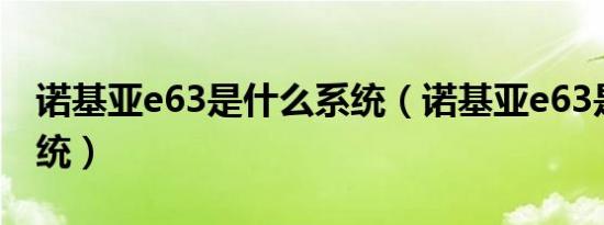 诺基亚e63是什么系统（诺基亚e63是什么系统）