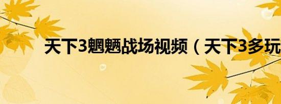 天下3魍魉战场视频（天下3多玩）