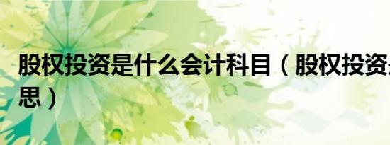 股权投资是什么会计科目（股权投资是什么意思）