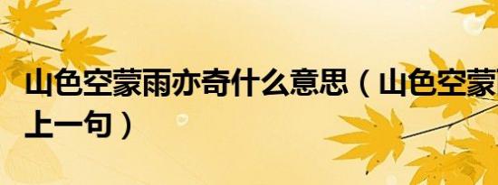 山色空蒙雨亦奇什么意思（山色空蒙雨亦奇的上一句）