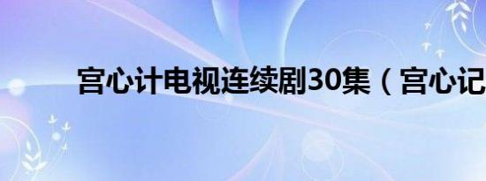 宫心计电视连续剧30集（宫心记）