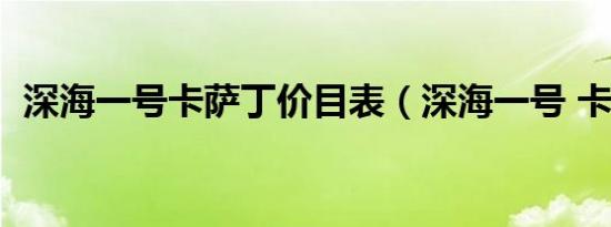 深海一号卡萨丁价目表（深海一号 卡萨丁）