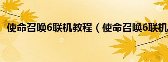 使命召唤6联机教程（使命召唤6联机补丁）