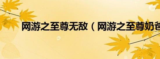 网游之至尊无敌（网游之至尊奶爸）