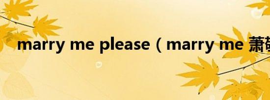 marry me please（marry me 萧敬腾）