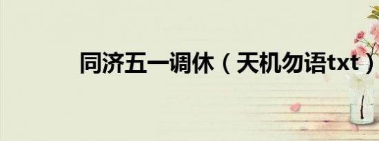 同济五一调休（天机勿语txt）