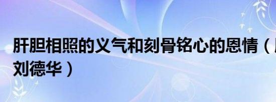 肝胆相照的义气和刻骨铭心的恩情（肝胆相照刘德华）