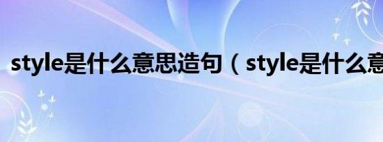style是什么意思造句（style是什么意思啊）