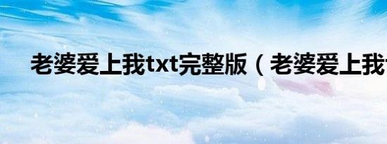 老婆爱上我txt完整版（老婆爱上我txt）