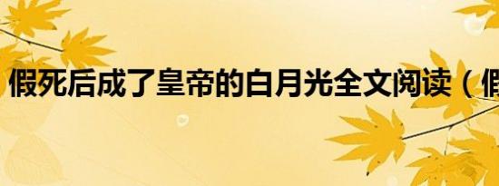 假死后成了皇帝的白月光全文阅读（假死宏）