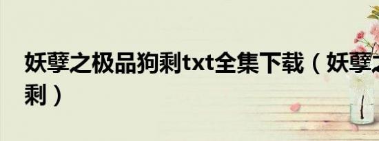 妖孽之极品狗剩txt全集下载（妖孽之极品狗剩）
