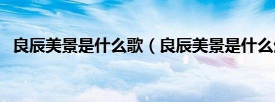 良辰美景是什么歌（良辰美景是什么生肖）