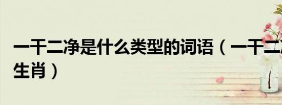 一干二净是什么类型的词语（一干二净是什么生肖）