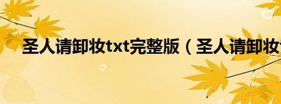 圣人请卸妆txt完整版（圣人请卸妆txt）