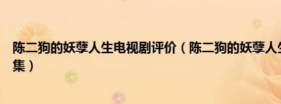 陈二狗的妖孽人生电视剧评价（陈二狗的妖孽人生电视剧全集）