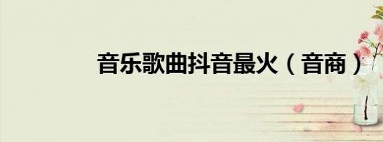 音乐歌曲抖音最火（音商）