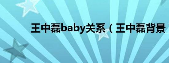 王中磊baby关系（王中磊背景）