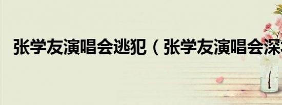 张学友演唱会逃犯（张学友演唱会深圳站）