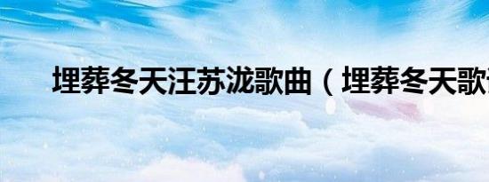 埋葬冬天汪苏泷歌曲（埋葬冬天歌词）