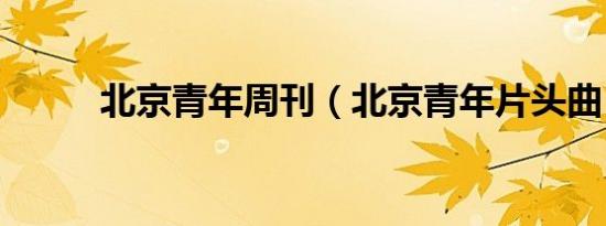 北京青年周刊（北京青年片头曲）
