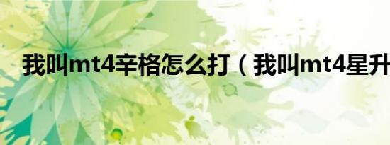 我叫mt4辛格怎么打（我叫mt4星升5星）