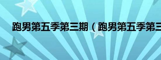 跑男第五季第三期（跑男第五季第三期）
