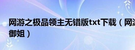 网游之极品领主无错版txt下载（网游之极品御姐）