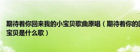 期待着你回来我的小宝贝歌曲原唱（期待着你的回来我的小宝贝是什么歌）